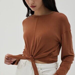 NWT Love, Bonito Alivia Modal Tie Front Top in Camel, US size 10